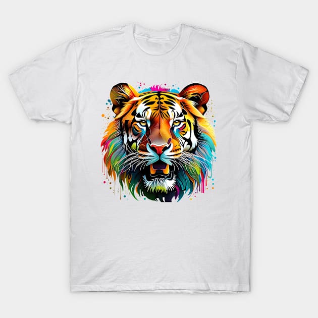 Vibrant Tiger Muzzle: Digital Art for Diverse Mediums T-Shirt by AlexBRD